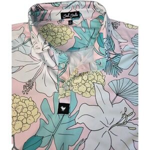 Bad Birdie "The Gardens" Performance Golf Polo Shirt Pastel Floral Men's Size L